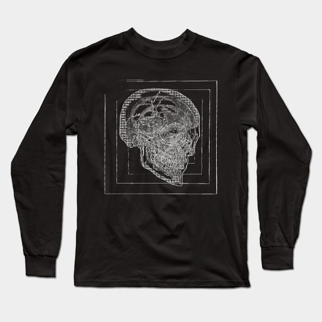 Outline † Glitch Skull † Graphic Design Long Sleeve T-Shirt by DankFutura